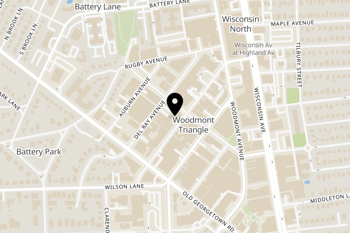 Map showing the location of Cubano's on 4907 Cordell Ave in Bethesda
